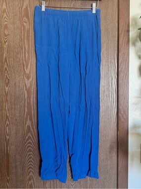 Everlane Blue Crinkled Elastic Waist Pants